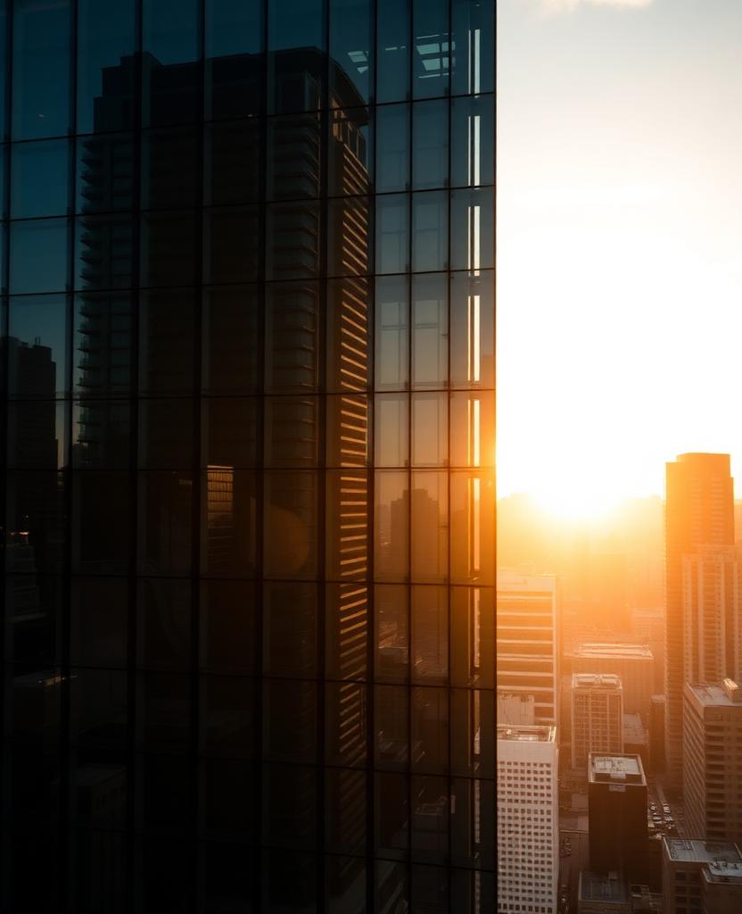 Edifício corporativo ao entardecer