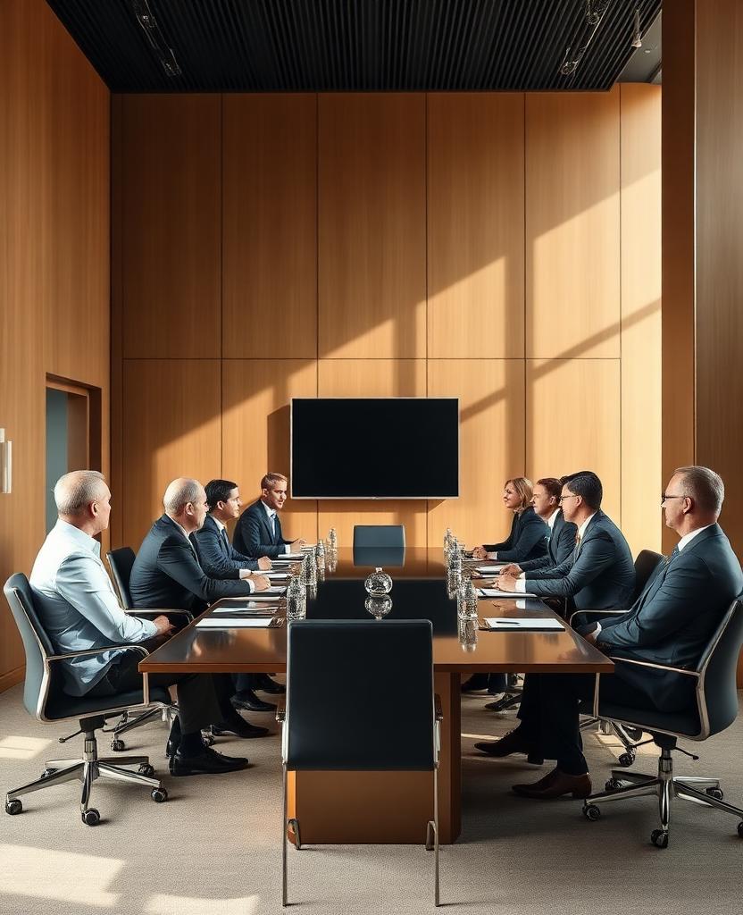 Sala executiva durante palestra corporativa
